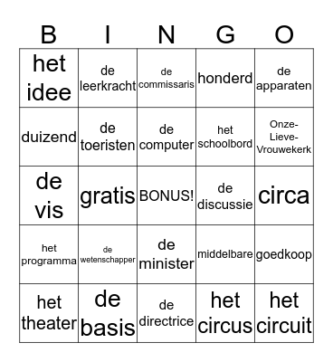 WOORDPAKKET 17 Bingo Card