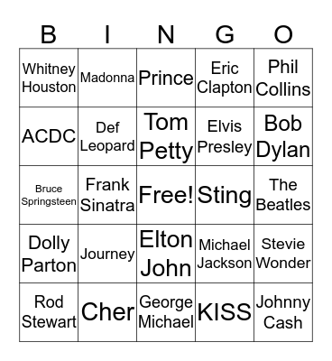 Music Bingo Card