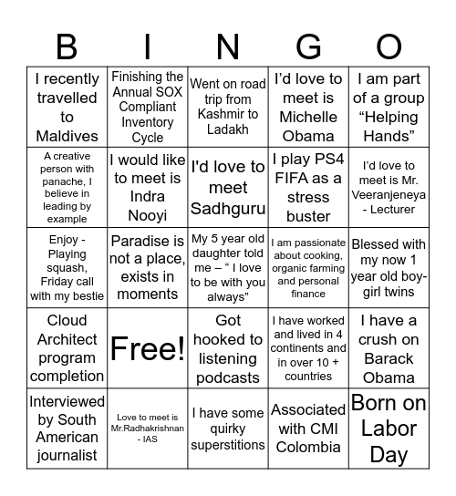 Shhh!! It's a secret - Team 5 Bingo Card