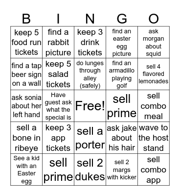 Easter Bingo Card