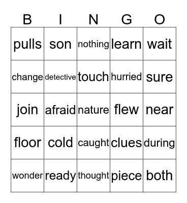 "How to Be a Nature Detective" Word Power Words Bingo Card