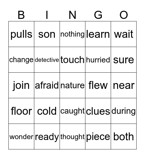 "How to Be a Nature Detective" Word Power Words Bingo Card