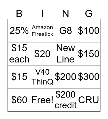 AT&T BINGO  Bingo Card