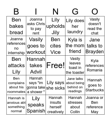 Fromage Friends Bingo Card