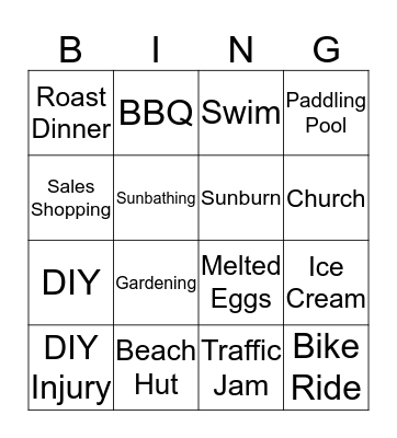 Easter Bank Holiday Bingo Card