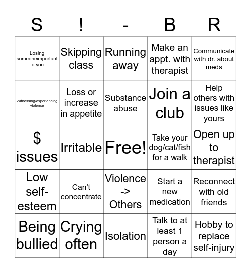 Coping Skills Bingo ("COPE-O") Bingo Card