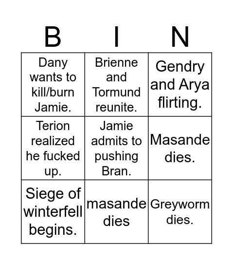 Binis's bingo Card