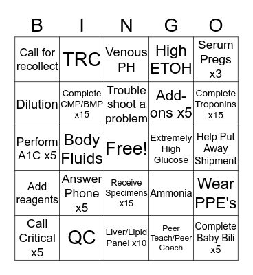 Chemistry--Night/Weekend Bingo Card