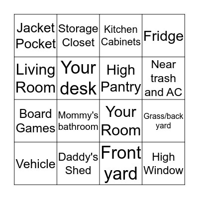 Ailan's Easter Hunt Bingo Card