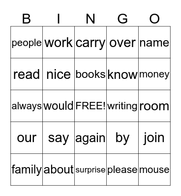 Theme 4  Bingo Card