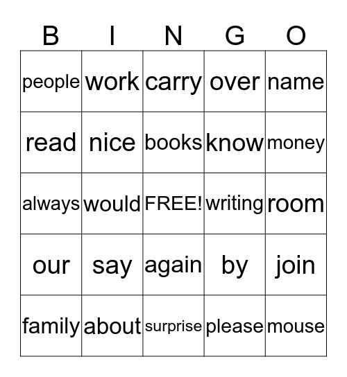 Theme 4  Bingo Card