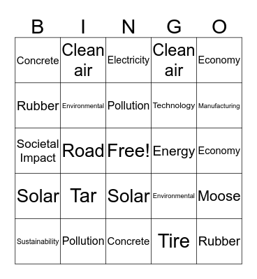 Road to Bingo Card