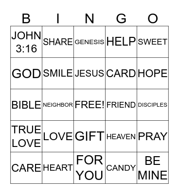 BIBLE BINGO Card