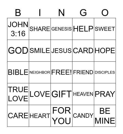 BIBLE BINGO Card