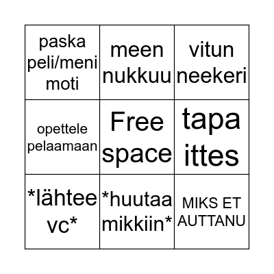 poikien ragebingo Card
