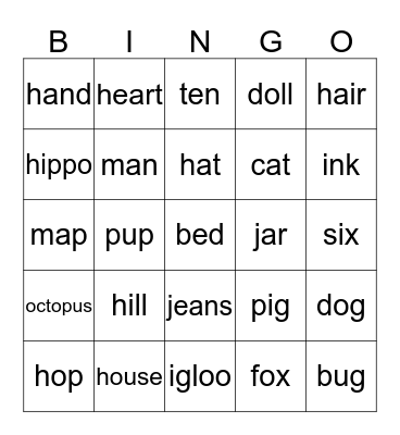 Unit 12 Bingo Card