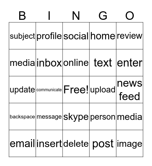 Digital Literacy Bingo Card