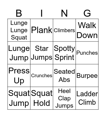 Easter HIIT BINGO Card
