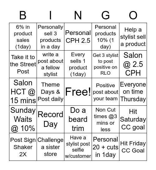 Assistant GHS Bingo Card