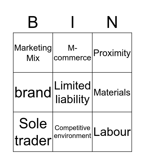 Business Ownership Bingo Card