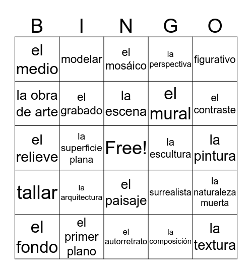 El arte Bingo Card