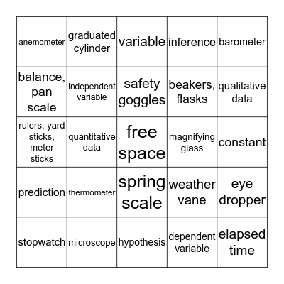 SCIENTIFIC PROCESS (SOL 5.1) Bingo Card