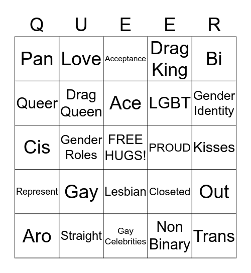 Gay Bingo Card