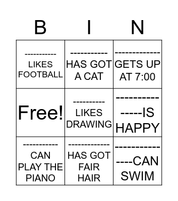 NAME BINGO Card