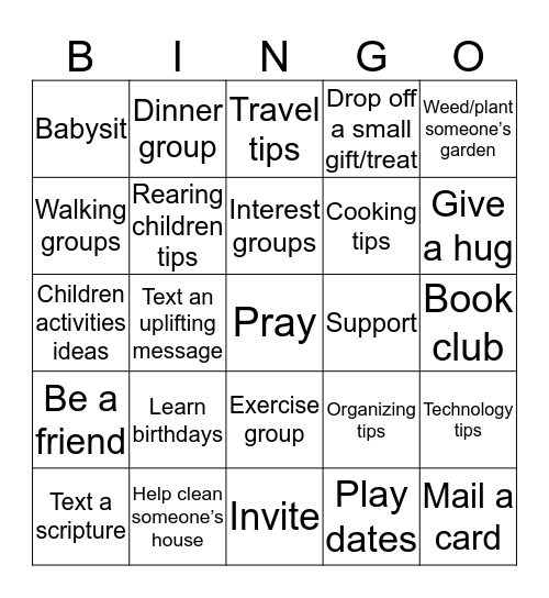 Ministering Ideas!!! Bingo Card