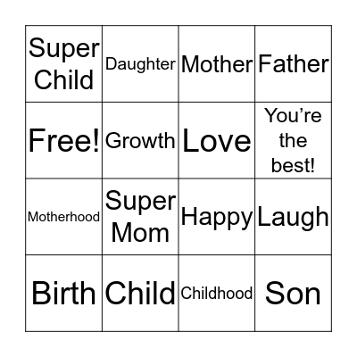 Mother’s Day Shower Bingo Card