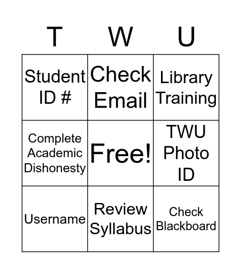 RAM Camp Bingo Card