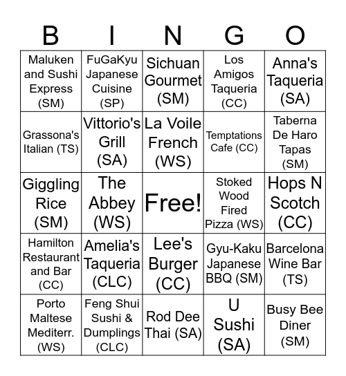 Beacon Bingo Card