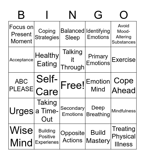 DBT BINGO Card