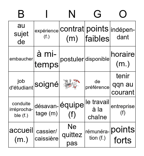 Au boulot! Bingo Card