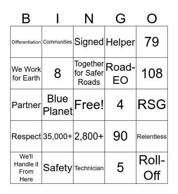 Binjeo Bingo Card