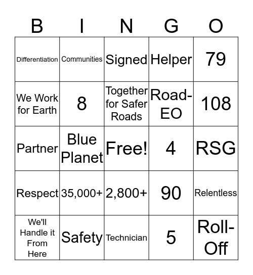 Binjeo Bingo Card