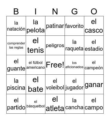 Los Deportes Bingo Card
