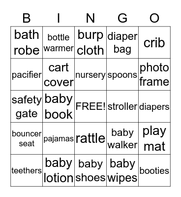 Baby Shower Bingo Card