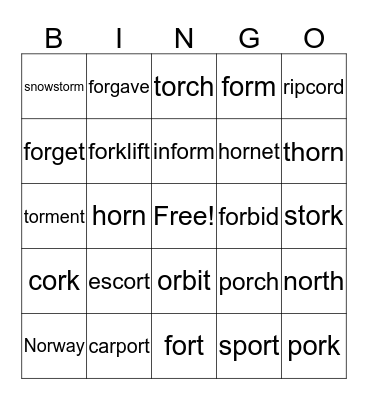 or horn Bingo Card