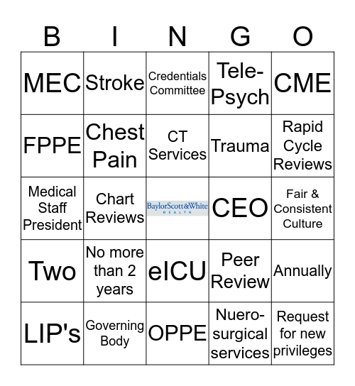 Survey Ready Medical Staff Bingo Card