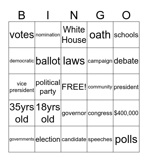 President Bingo Card