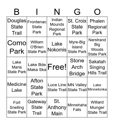 Discover Minnesota! Bingo Card