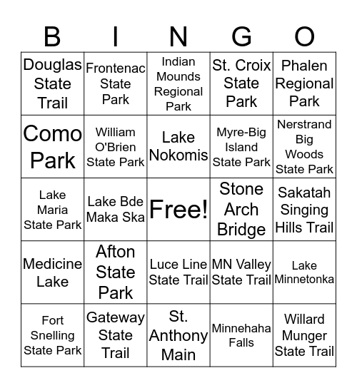Discover Minnesota! Bingo Card