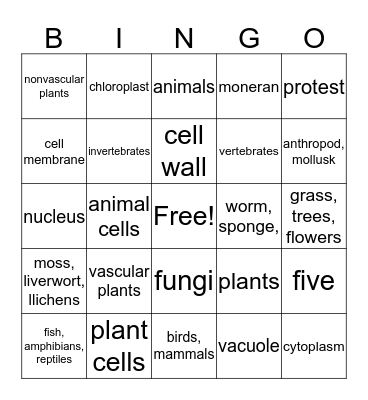LIVING SYSTEMS (SOL 5.5) Bingo Card
