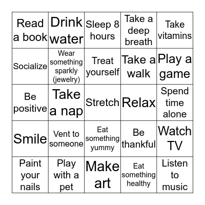 Self-Care Bingo Card
