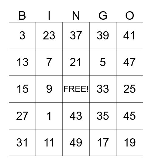 Birthday Bingo Card