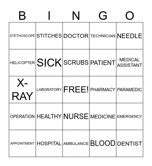 MEDICAL CONNECT-5 Bingo Card