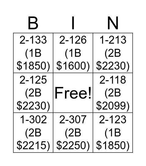 STATION BINGO! Bingo Card