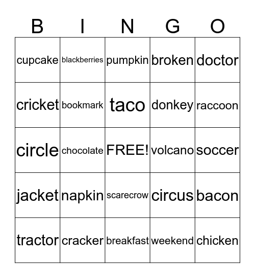 Medial "K" Bingo Card