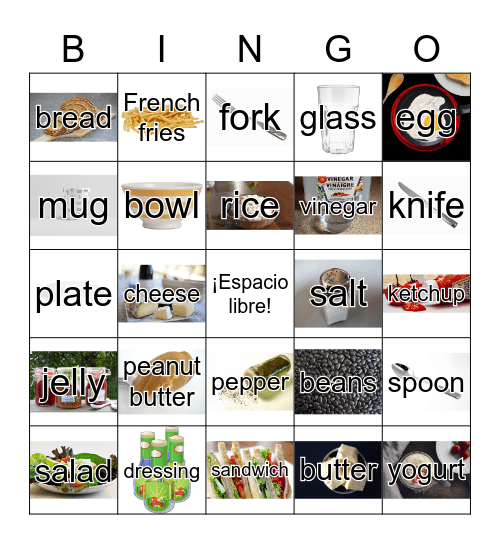 Otras comidas y trastes Bingo Card